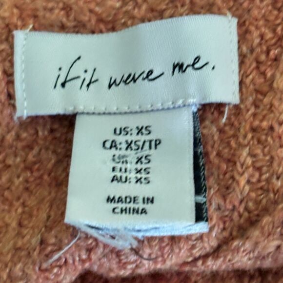 If It Were Me Woman's XS Waffle Knit High Low Cuffed Sleeve V Neck Sweater #Y - Picture 5 of 6